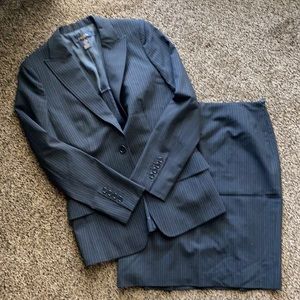 Brooks Brothers Skirt Suit 6 8 Navy Pinstripe